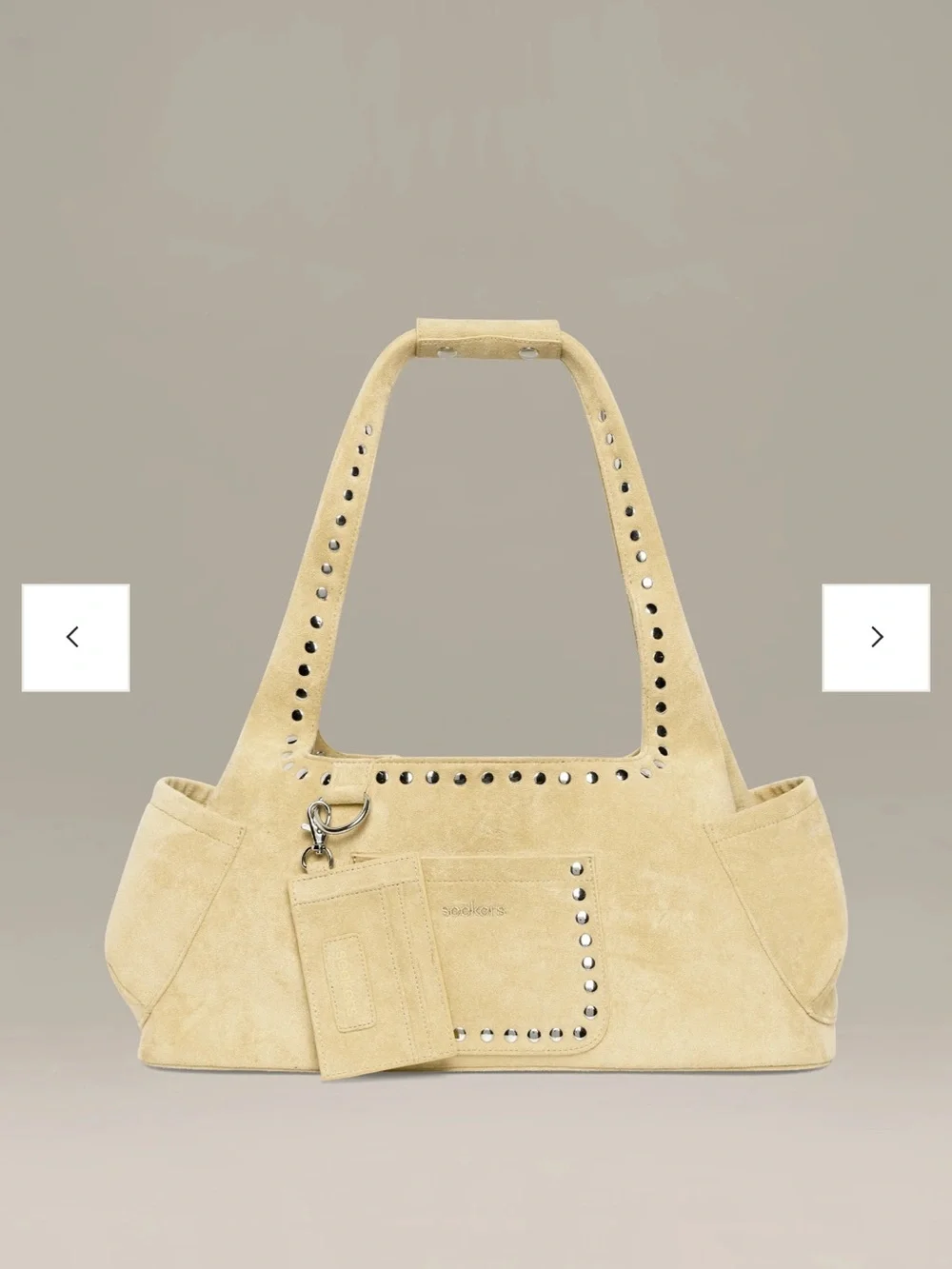Seekers Martha Suede Shoulder Bag in Pale Yellow - Picture 3 of 3